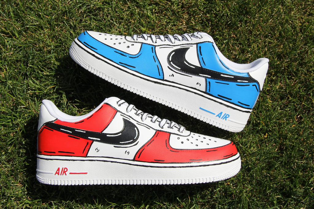 Custom Air Force 1 Shoes: Hand-Painted Cartoon Outline