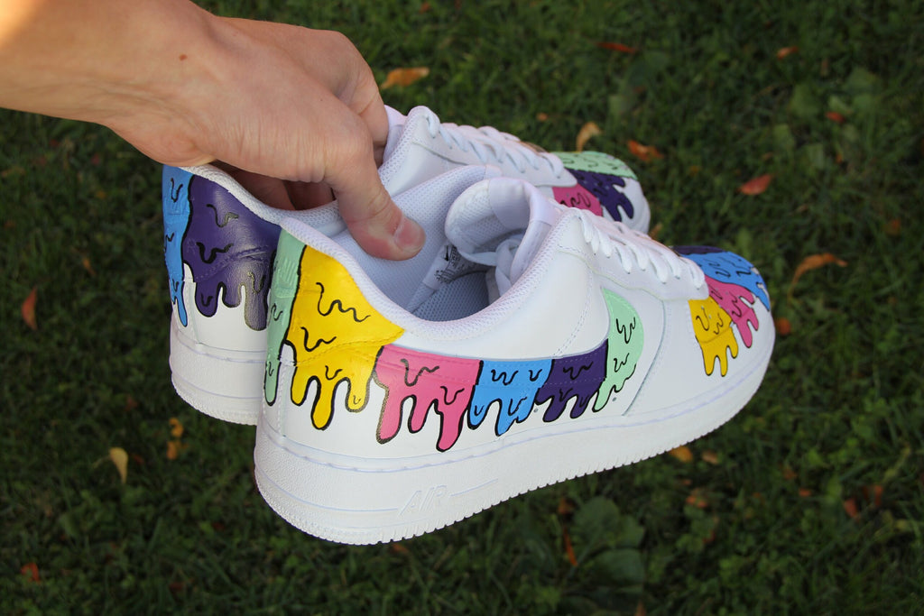 Custom Air Force 1 Shoes: Hand-Painted Drip Design