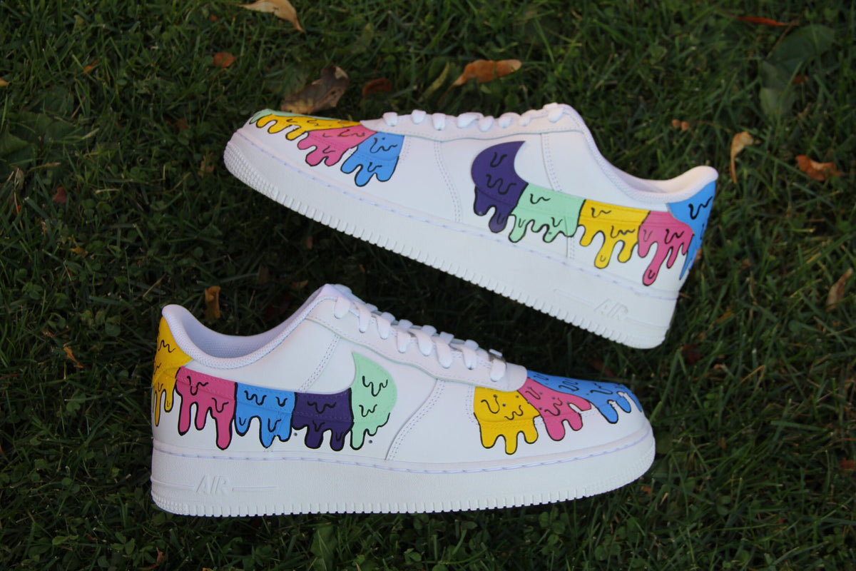 Custom Air Force 1 Shoes: Hand-Painted Drip Design