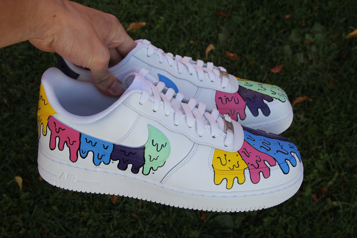 Custom Air Force 1 Shoes: Hand-Painted Drip Design