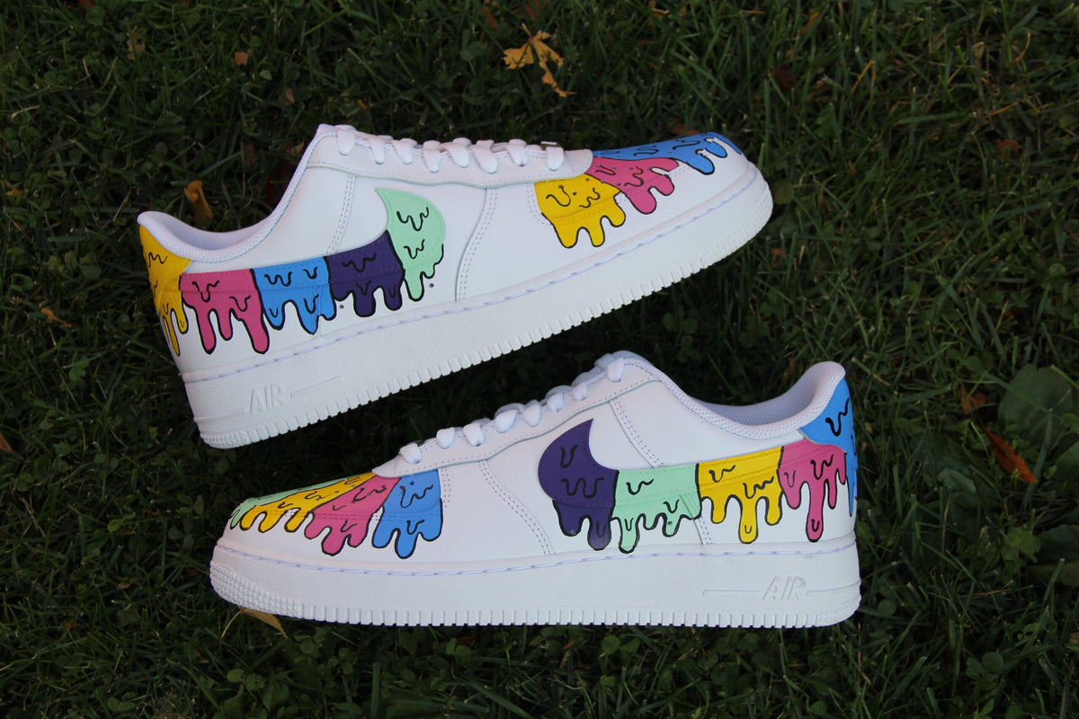 Custom Air Force 1 Shoes: Hand-Painted Drip Design