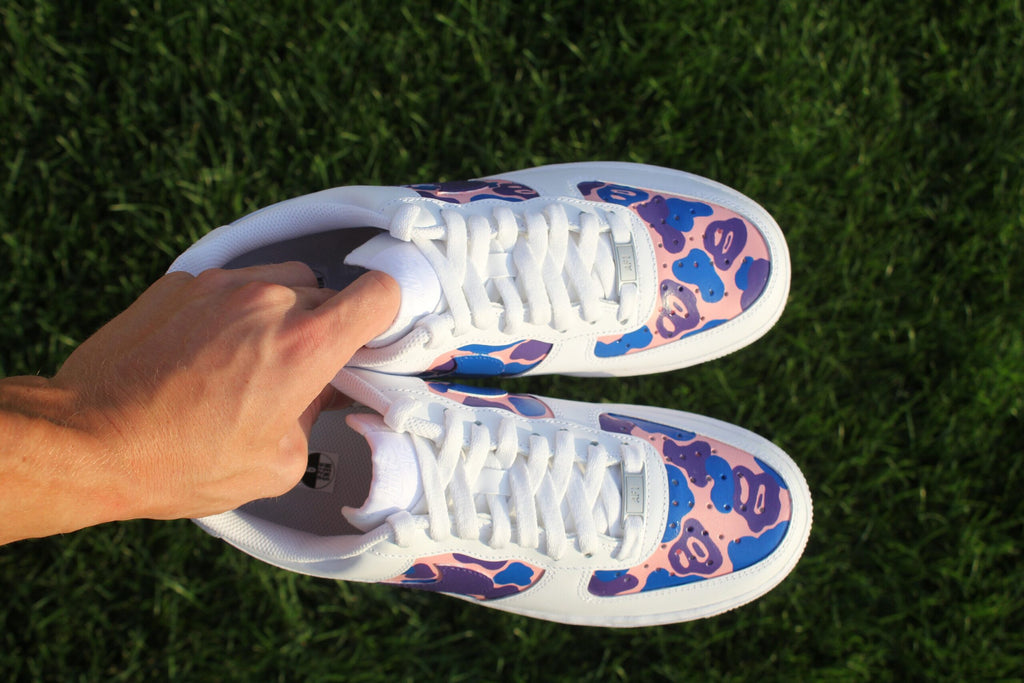 Custom Air Force 1 “Colorful Pattern Purple Pink Blue” // Camo Bright Custom Shoes