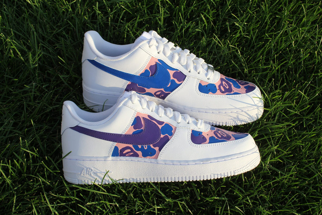 Custom Air Force 1 “Colorful Pattern Purple Pink Blue” // Camo Bright Custom Shoes