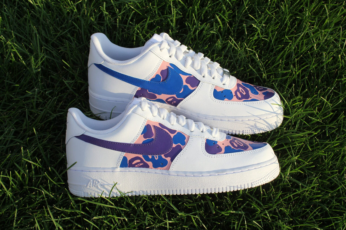 Custom Air Force 1 “Colorful Pattern Purple Pink Blue” // Camo Bright Custom Shoes