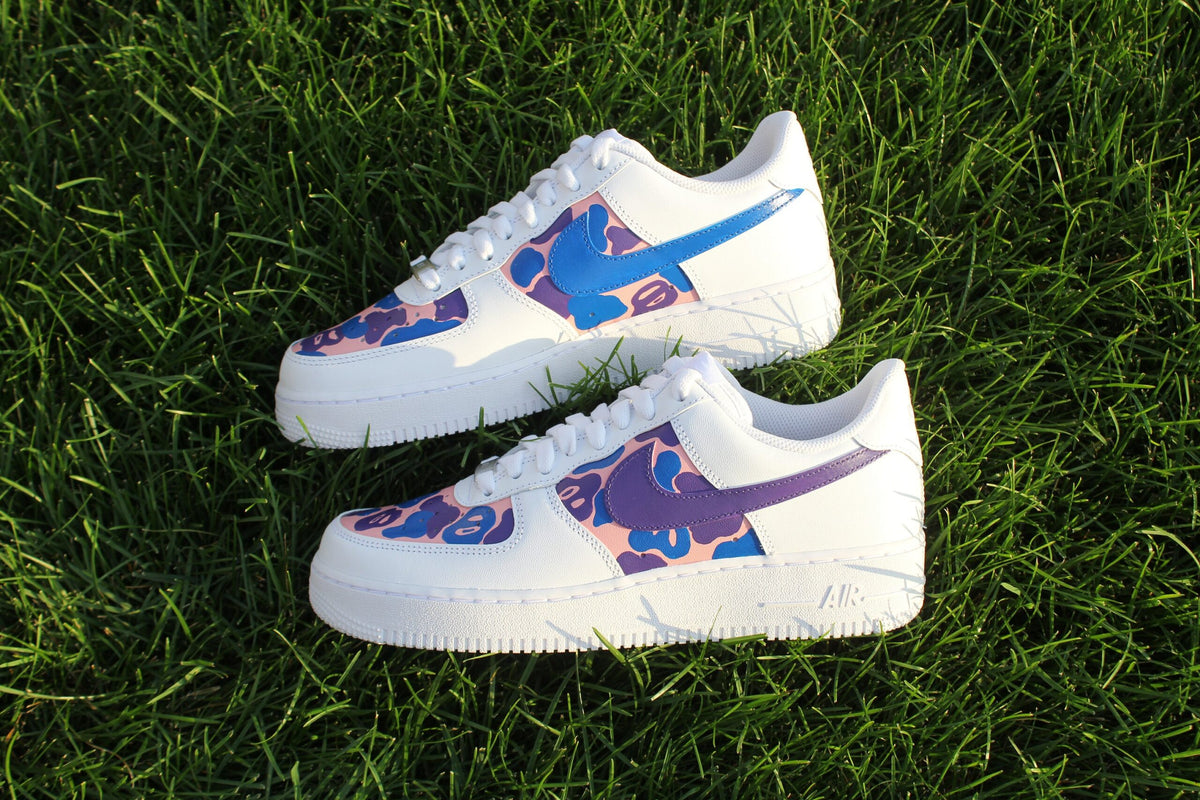 Custom Air Force 1 “Colorful Pattern Purple Pink Blue” // Camo Bright Custom Shoes