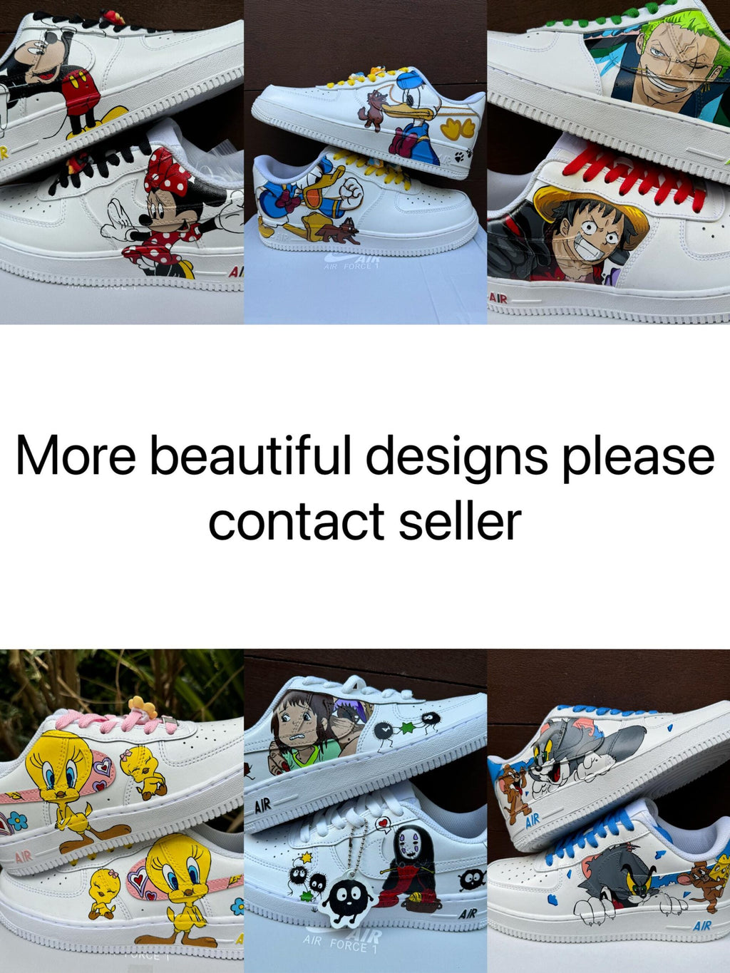 custom hand painted air force1.af1 cartoons street style anime wedding shoes trendy trainers high fashion sneakers white