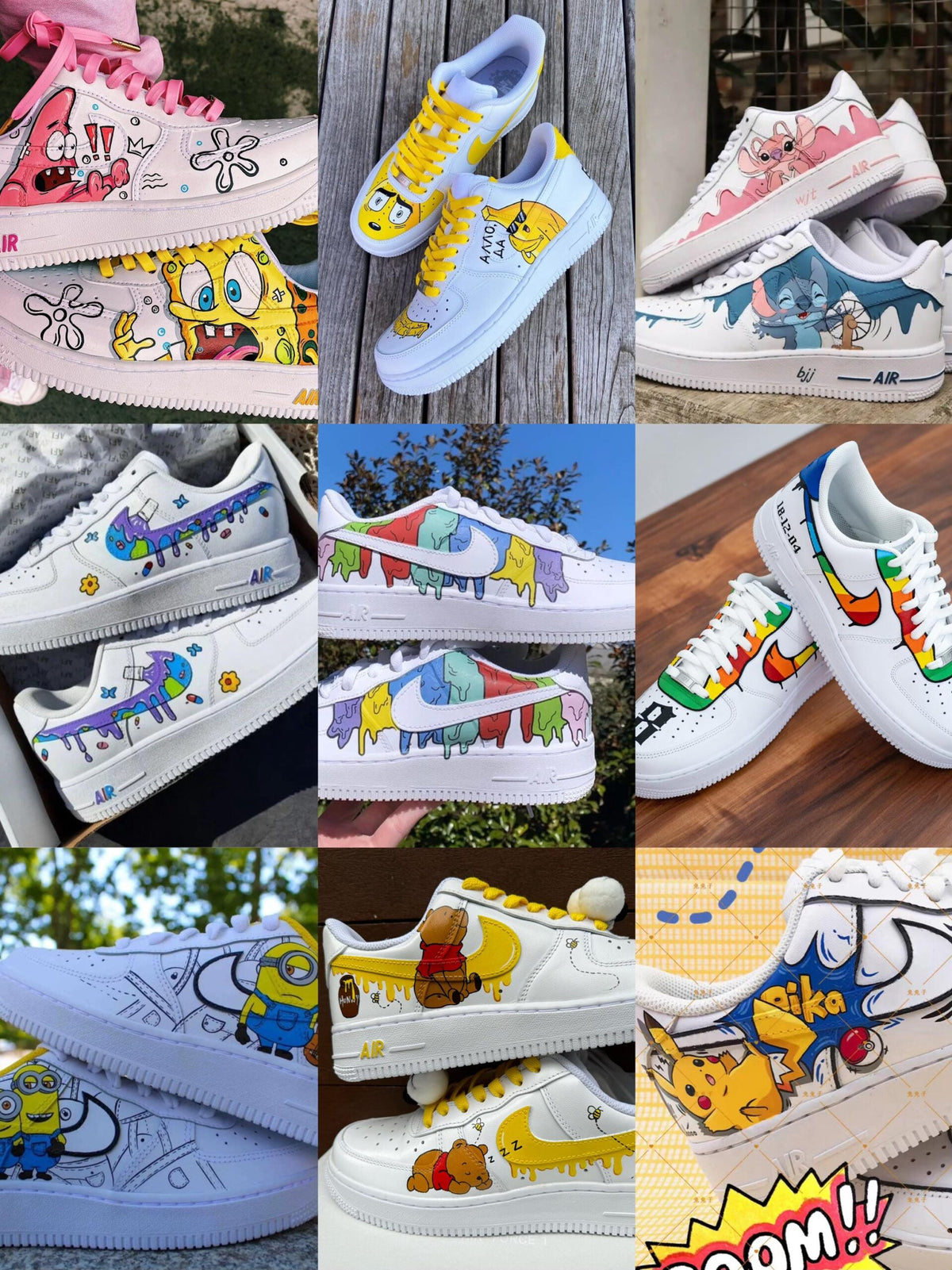 custom hand painted air force1.af1 cartoons street style anime wedding shoes trendy trainers high fashion sneakers white