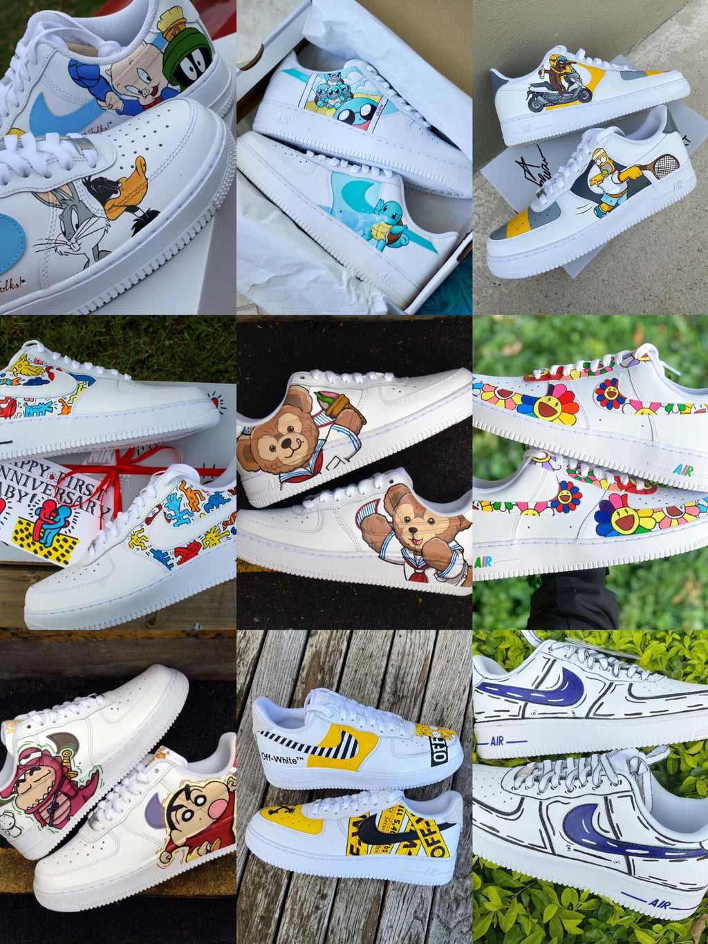 custom hand painted air force1.af1 cartoons street style anime wedding shoes trendy trainers high fashion sneakers white