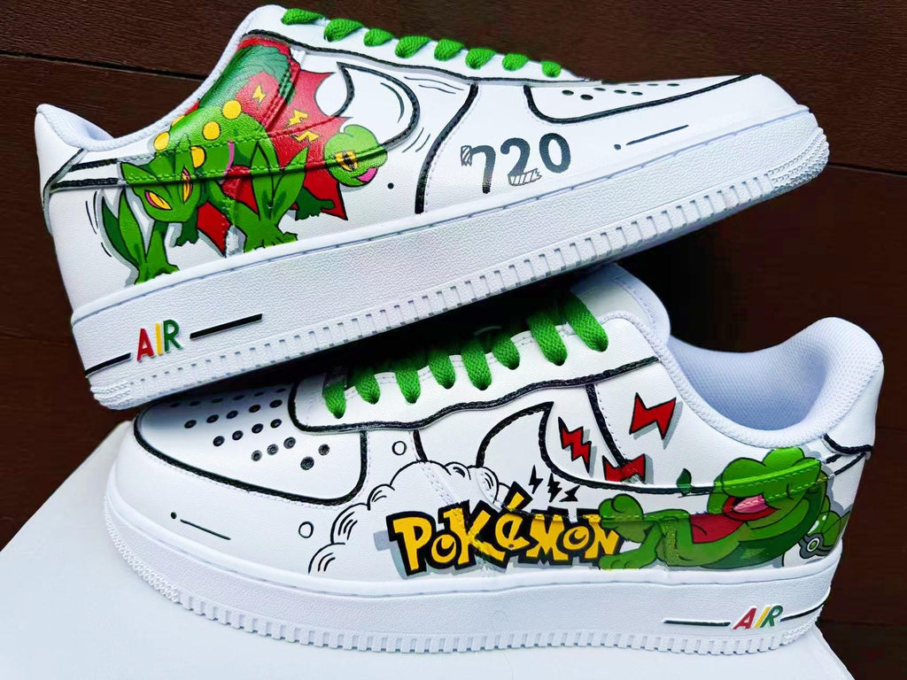 custom hand painted air force1.af1 pokemon Treecko cartoons street style anime wedding shoes trendy trainers high fashion sneakers