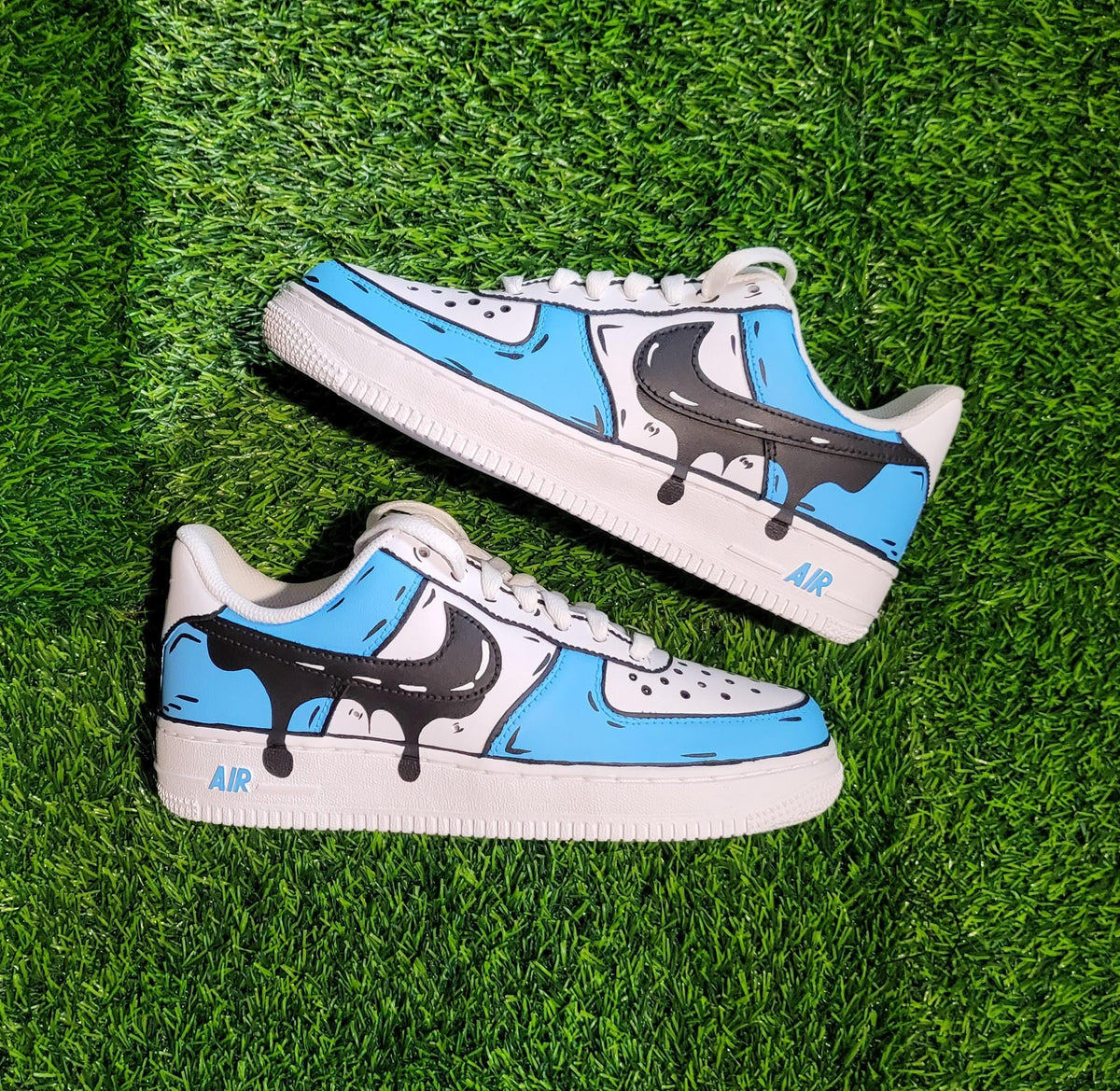 Custom Blue Cartoon Drip Air Force 1, Custom Drip Air Force 1, Custom Blue Air Force 1, Custom Cartoon Air Force 1, All Sizes Available