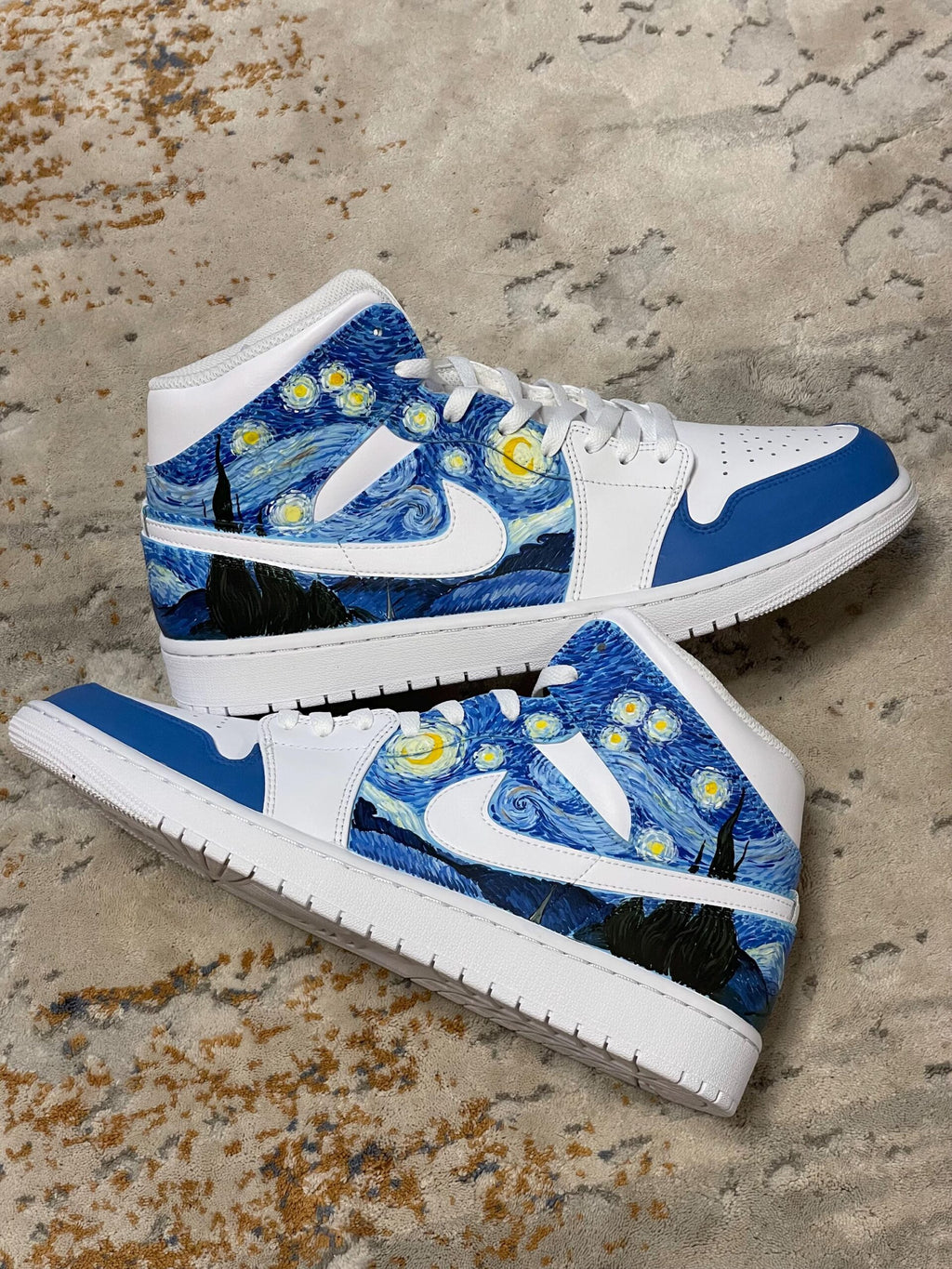 CUSTOM HAND PAINTED Air Jordan 1 mid, Personalized AF1 Shoes, Customized Sneakers, Birthday Gift