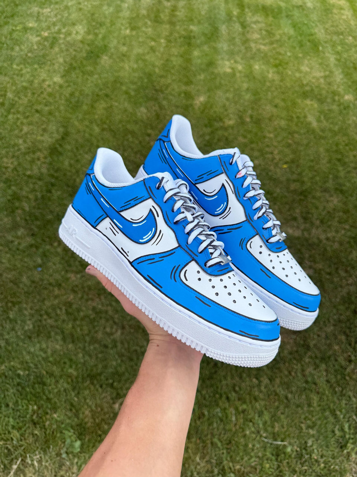 Custom Air Force 1 “Blue Cartoon” Effect Shoes