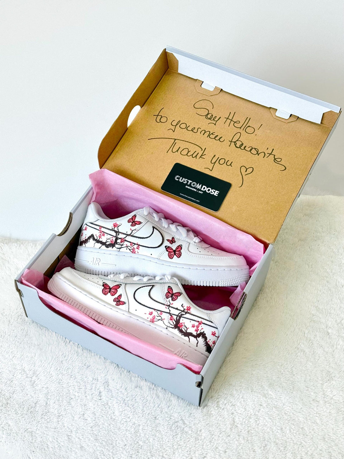 Cherry Blossom Air Force 1: Hand-Painted Flowers and Butterflies Sneakers