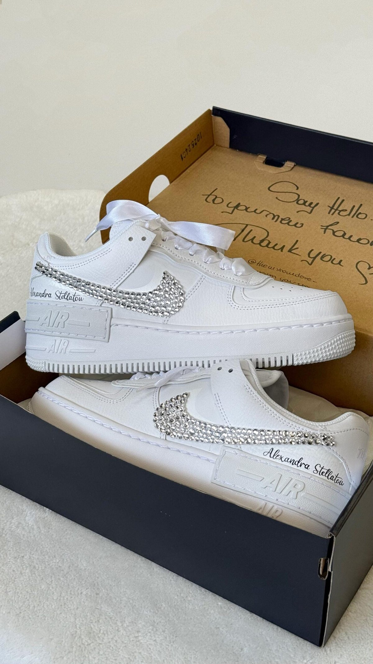 Custom Bridal Nike Shadow – Pearl & Rhinestone Wedding Shoes