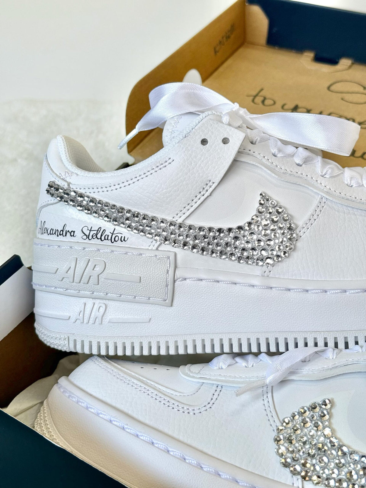 Custom Bridal Nike Shadow – Pearl & Rhinestone Wedding Shoes