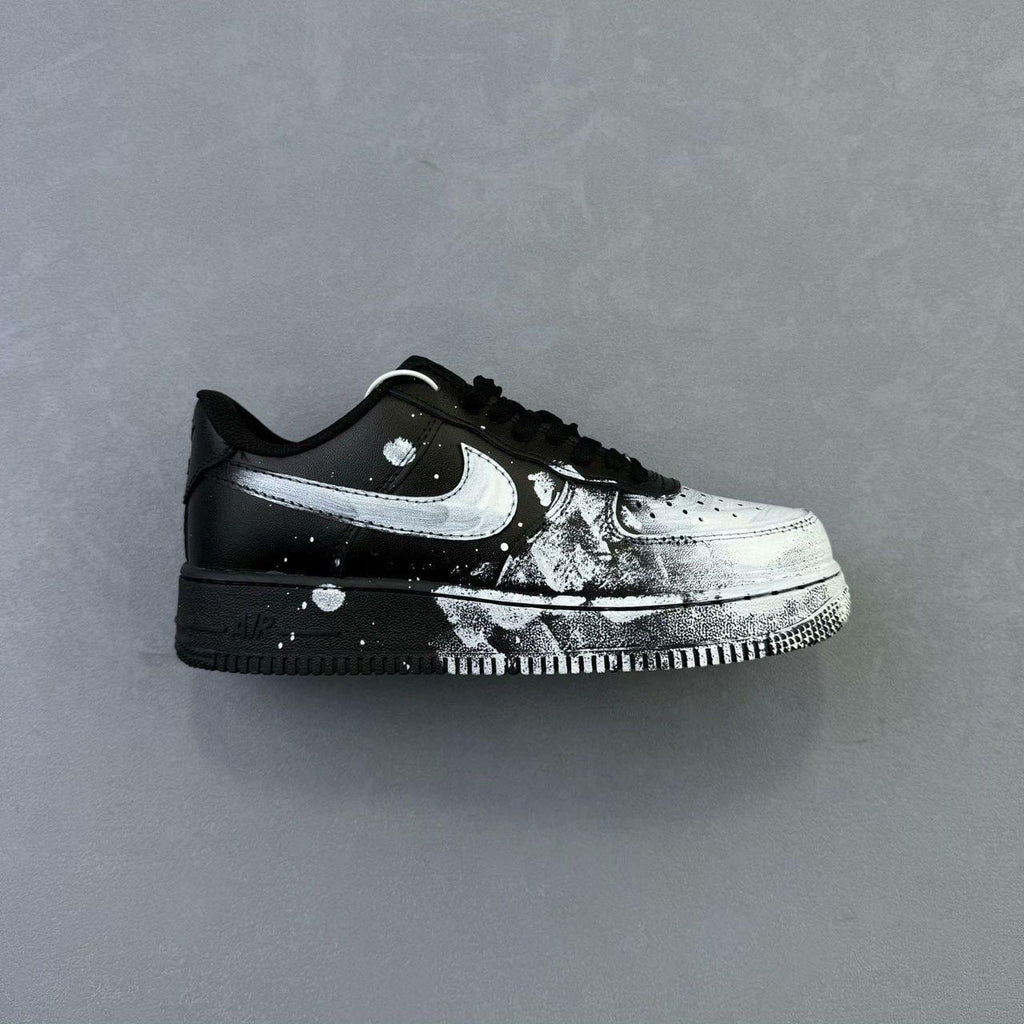 Black & White Dip Dye Splatter Custom Air Force 1 Sneakers