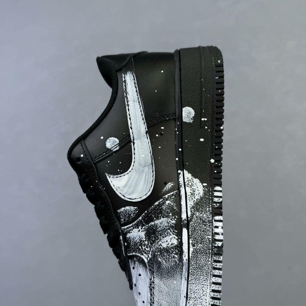 Black & White Dip Dye Splatter Custom Air Force 1 Sneakers