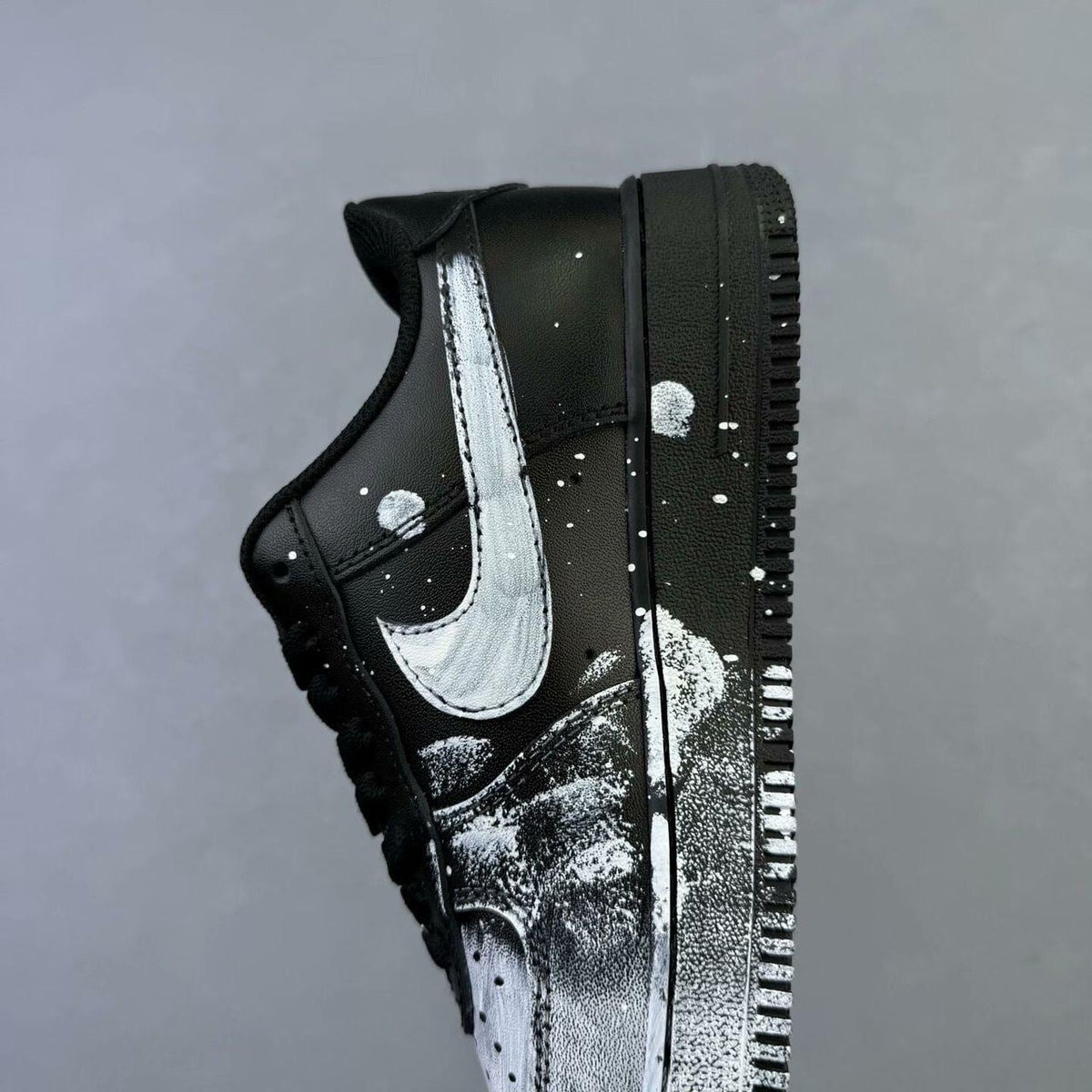 Black & White Dip Dye Splatter Custom Air Force 1 Sneakers