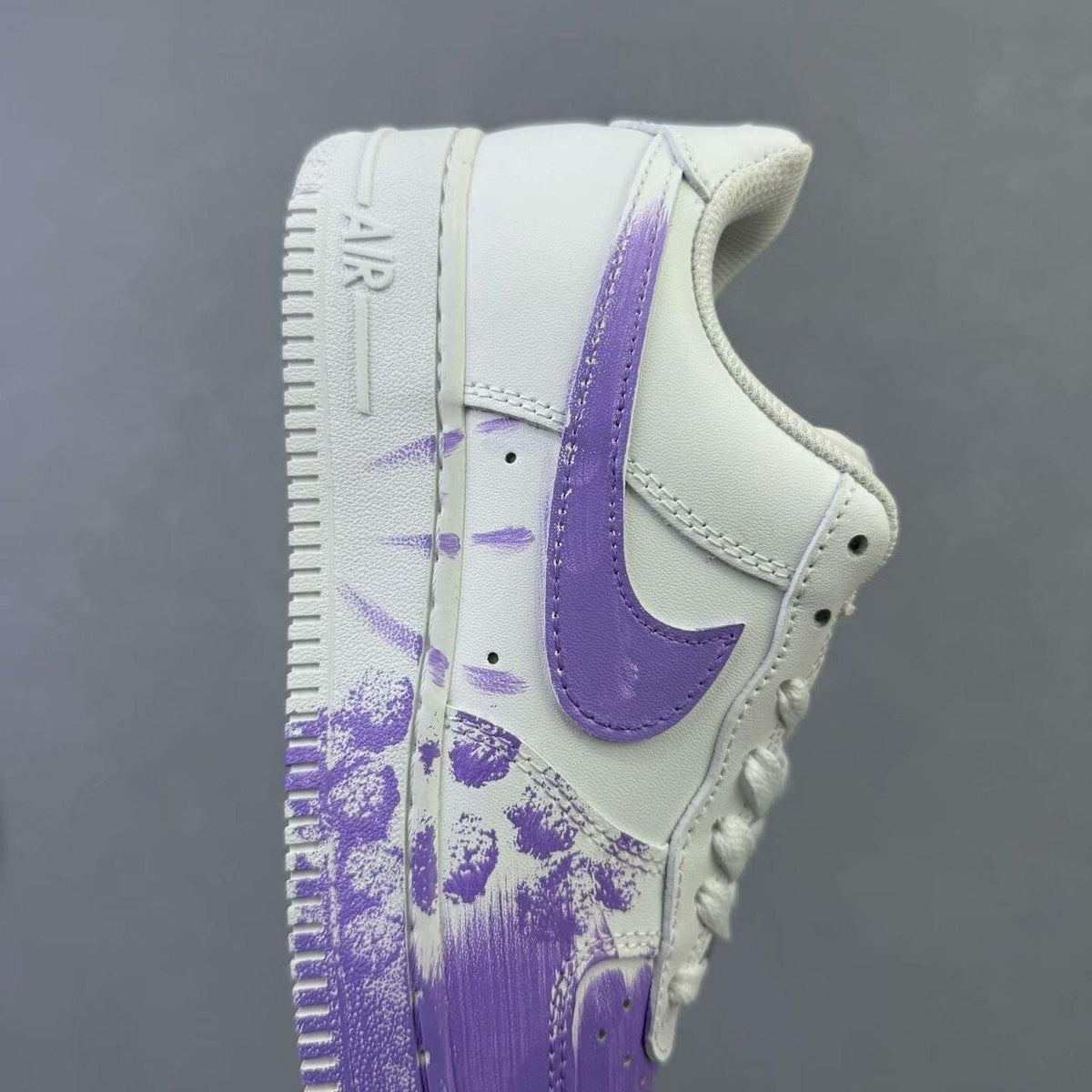 Air Force 1 white purple custom sneakers, handmade