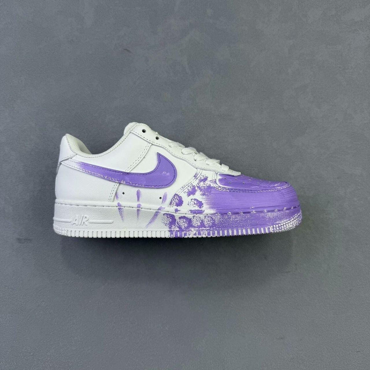 Air Force 1 white purple custom sneakers, handmade
