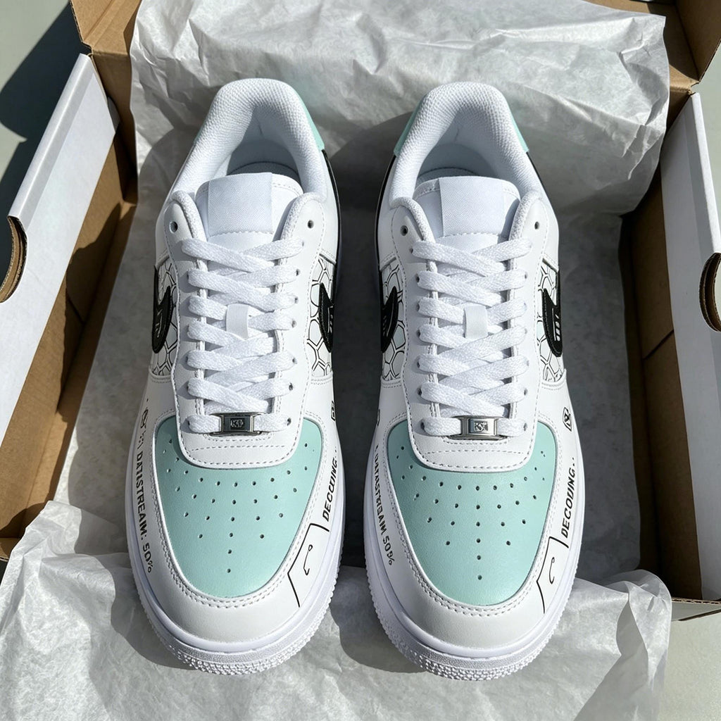 Air Force 1 Custom -Hand Painted Shoes- Techwear Decoding Sneakers-DataStream Custom AF1-Decoding Series AF1