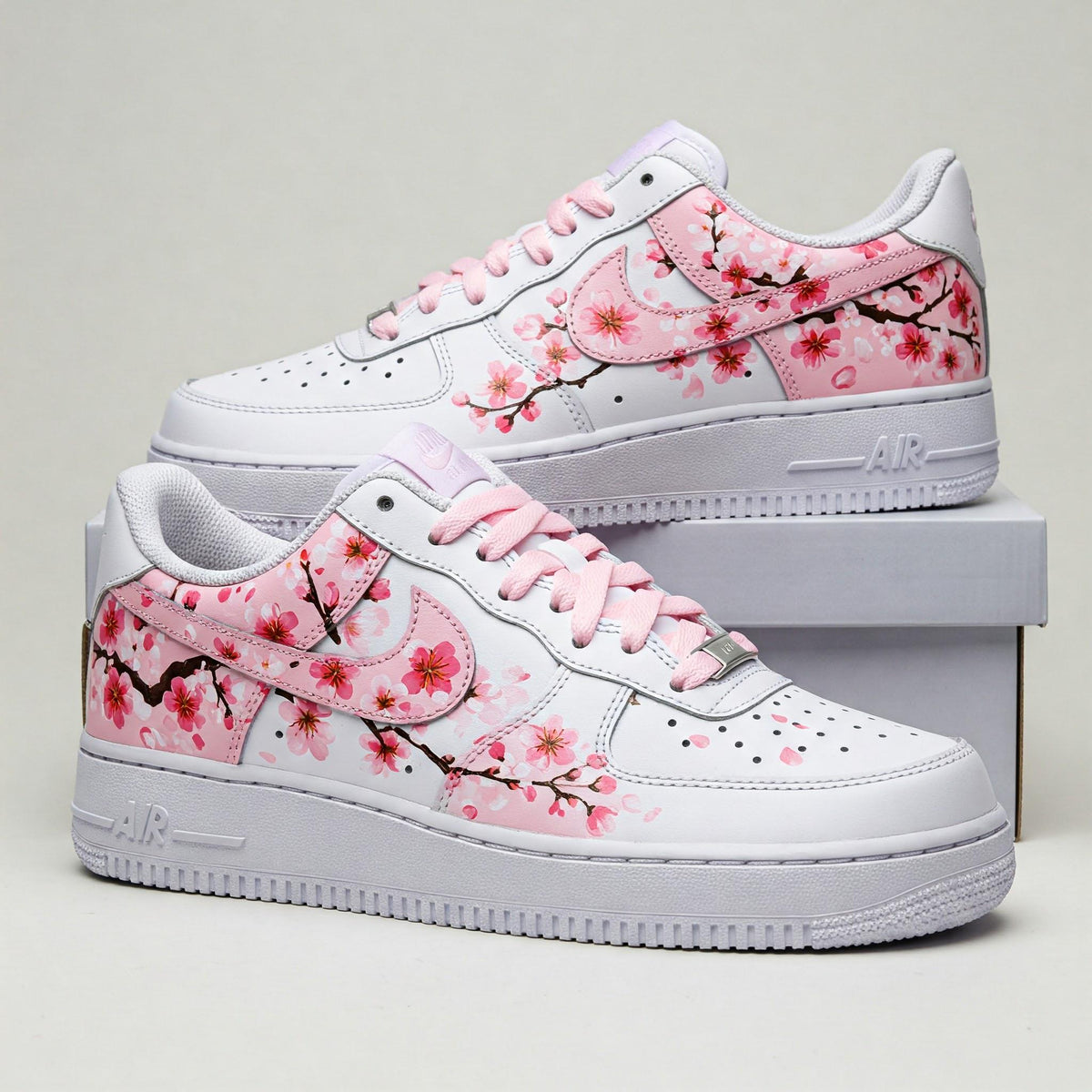 Custom Air Force 1 Pink Cherry Blossom Sneakers | Hand Painted Shoes | Birthday Gift l Wedding Gift for Bride l Summer Wedding Gift for Her
