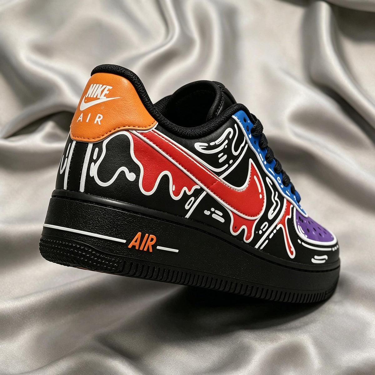 Custom Black AF1 Sneakers, Hand-Painted Graffiti Kicks,Personalized Sneakers,Gift for him