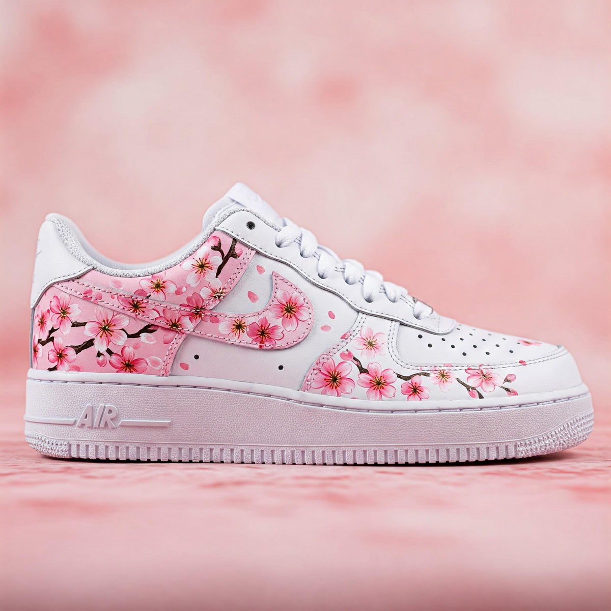 Custom Air Force 1 Pink Cherry Blossom Sneakers | Hand Painted Shoes | Birthday Gift l Wedding Gift for Bride l Summer Wedding Gift for Her