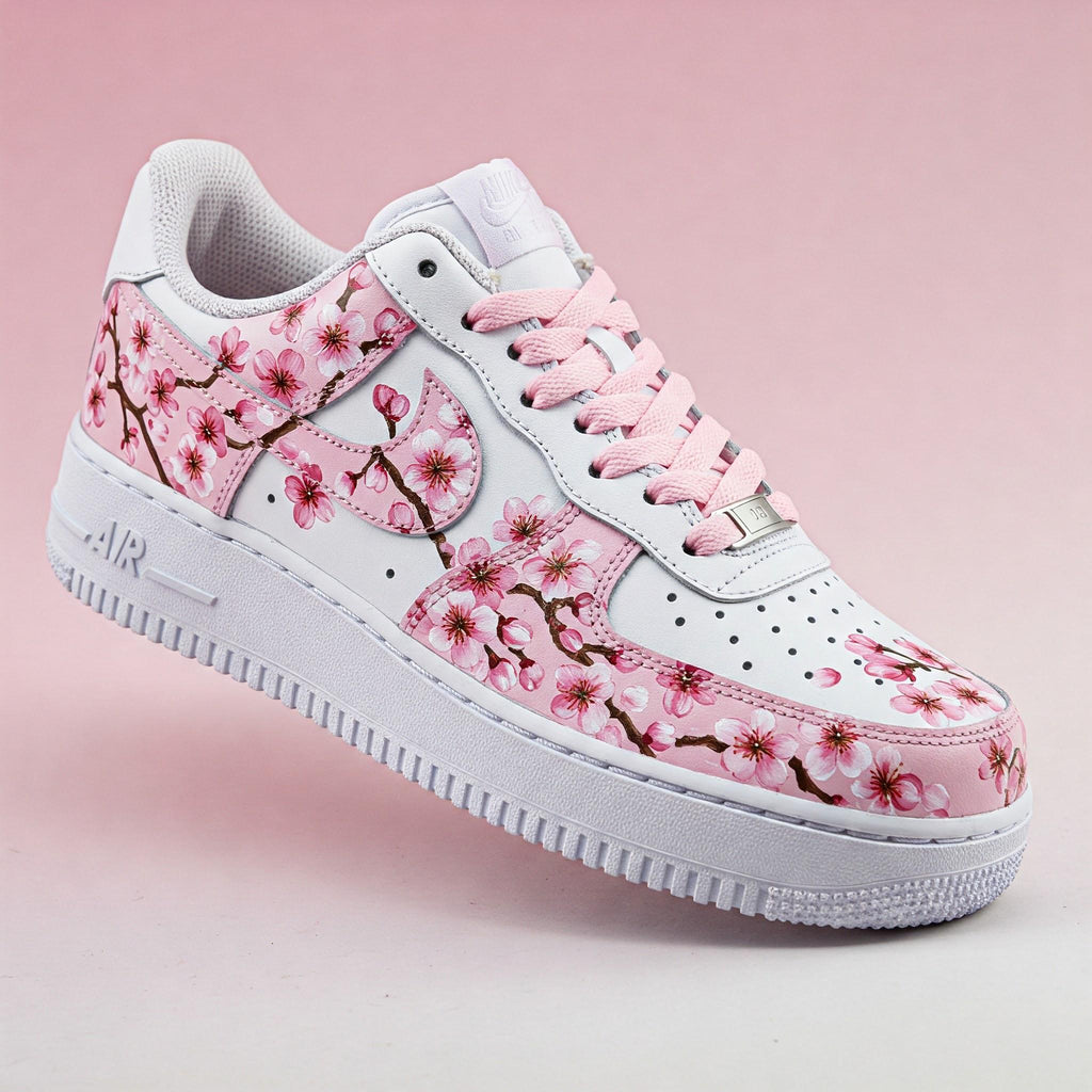 Custom Air Force 1 Pink Cherry Blossom Sneakers | Hand Painted Shoes | Birthday Gift l Wedding Gift for Bride l Summer Wedding Gift for Her
