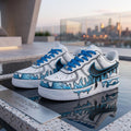 Custom Blue Drip Air Force 1, Hand Painted Cartoon Drip Sneakers, Cartoon Style Shoes,Gift For Him