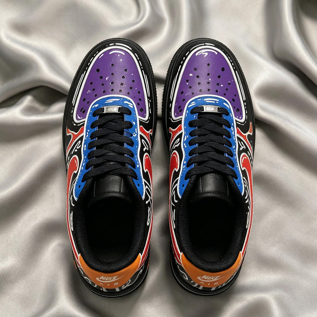 Custom Black AF1 Sneakers, Hand-Painted Graffiti Kicks,Personalized Sneakers,Gift for him