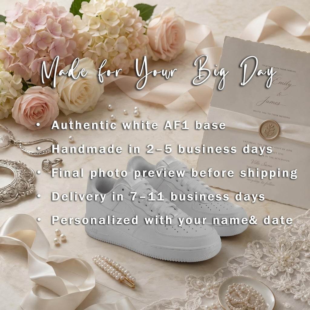 Custom Bridal Wedding Sneakers ?C Handmade Pearl Tulle Shoes for bride, Personalized with Name & Wedding Date