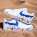 Blue Drip Splatter Custom Air Force 1 Sneakers ?C Hand Painted Streetwear AF1 Shoes