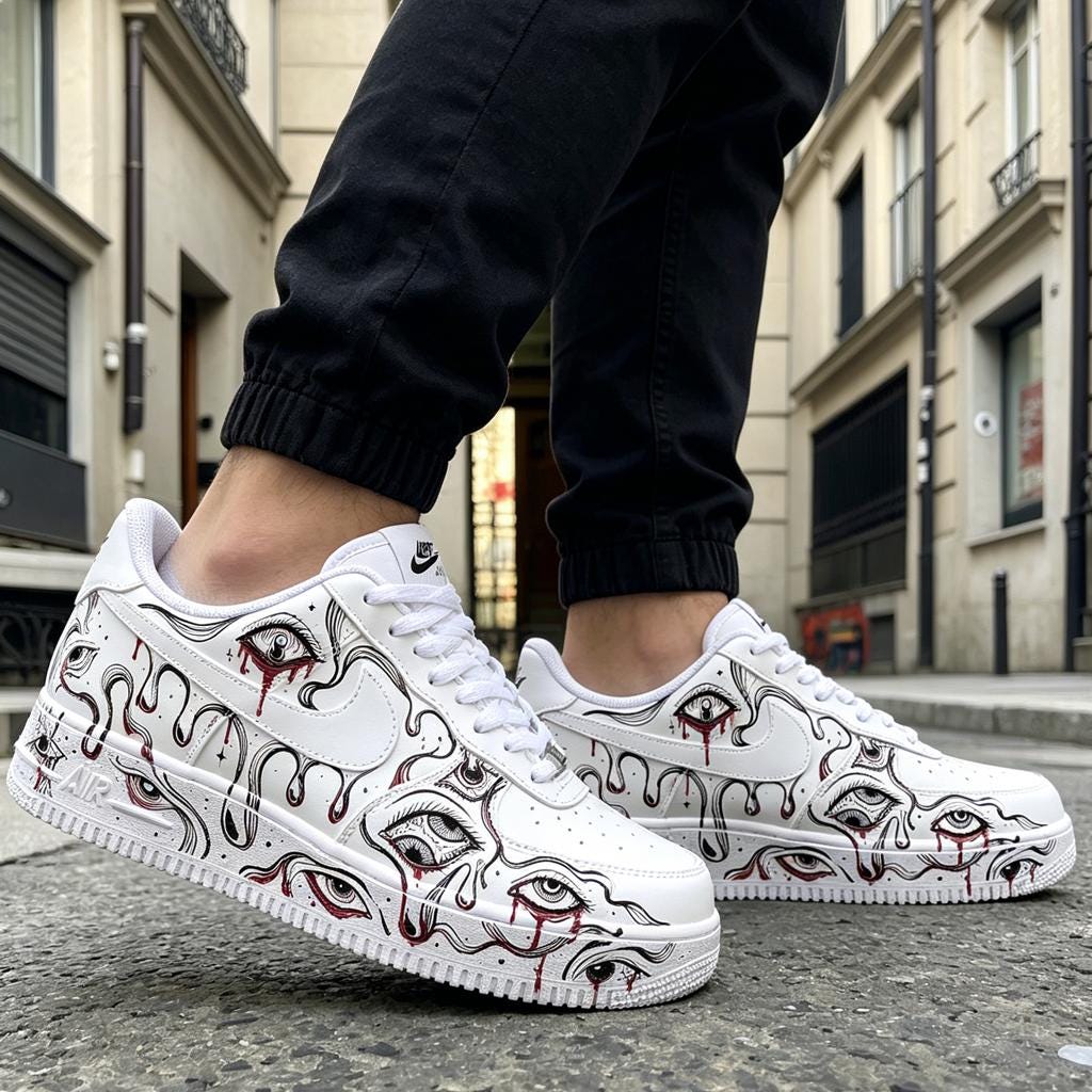 Custom Air Force 1, Hand Painted Sneakers, Evil Eye Shoes