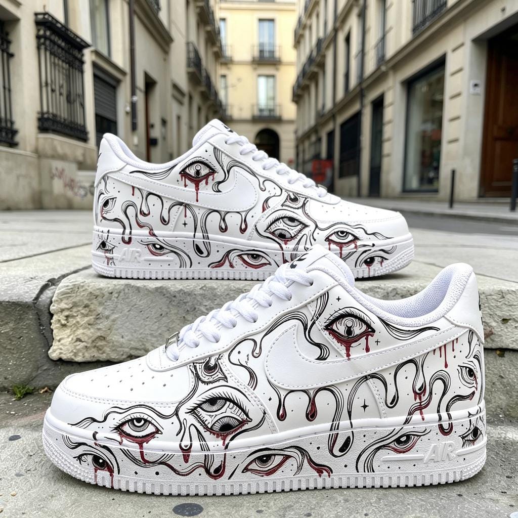 Custom Air Force 1, Hand Painted Sneakers, Evil Eye Shoes
