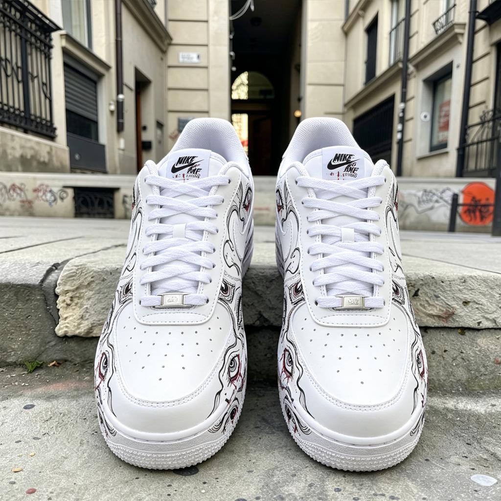 Custom Air Force 1, Hand Painted Sneakers, Evil Eye Shoes