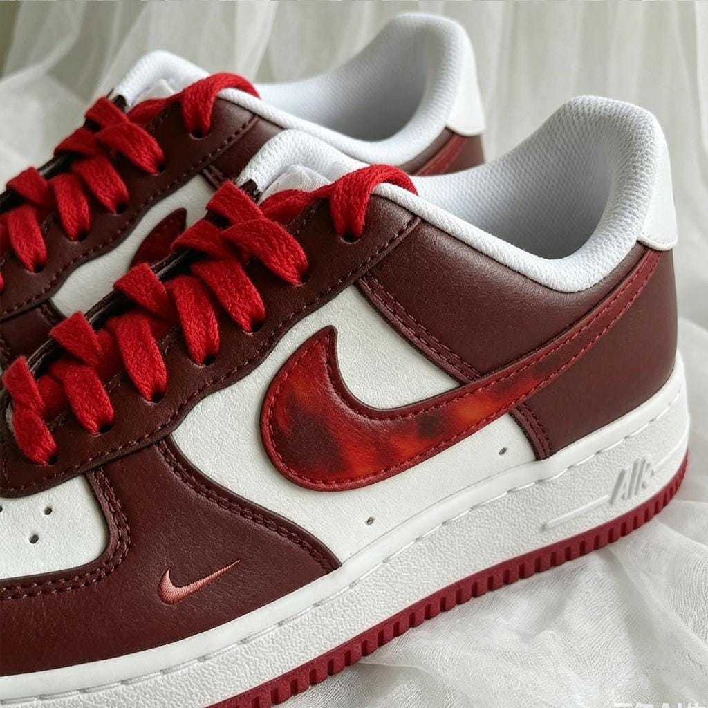AF1 Brown Red Custom Shoes Handcrafted Vintage Sneakers, Sneaker Gift