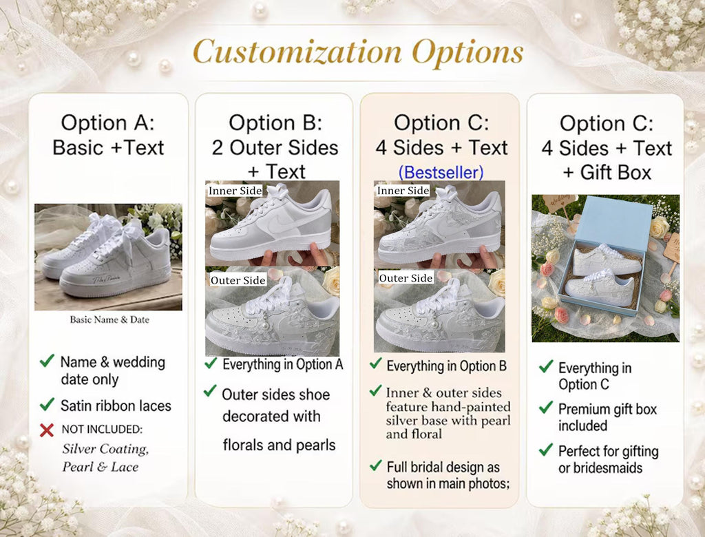 Bridal Wedding Sneakers | Handmade Lace & Pearl Custom Wedding Shoes for Bride, Personalized Name