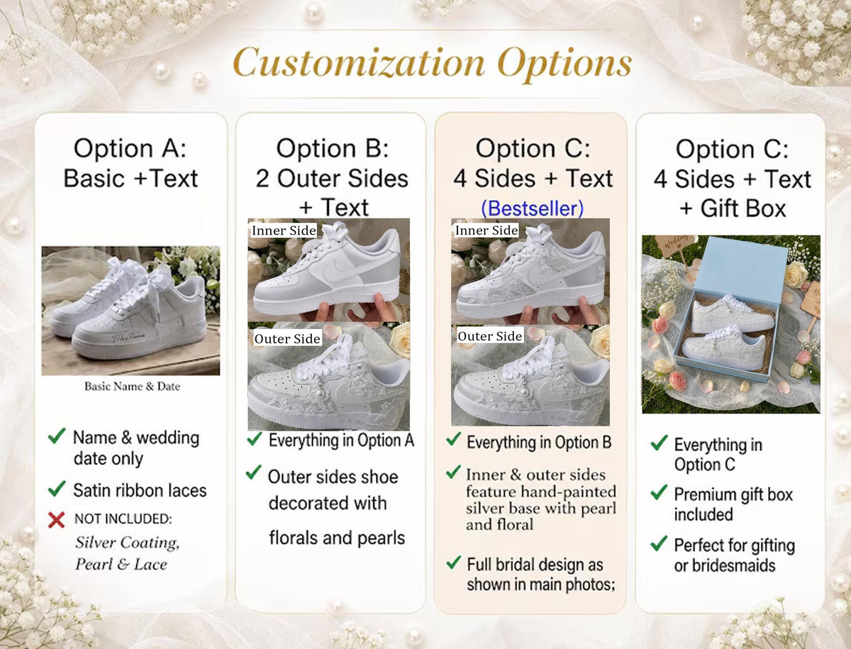 Bridal Wedding Sneakers | Handmade Lace & Pearl Custom Wedding Shoes for Bride, Personalized Name