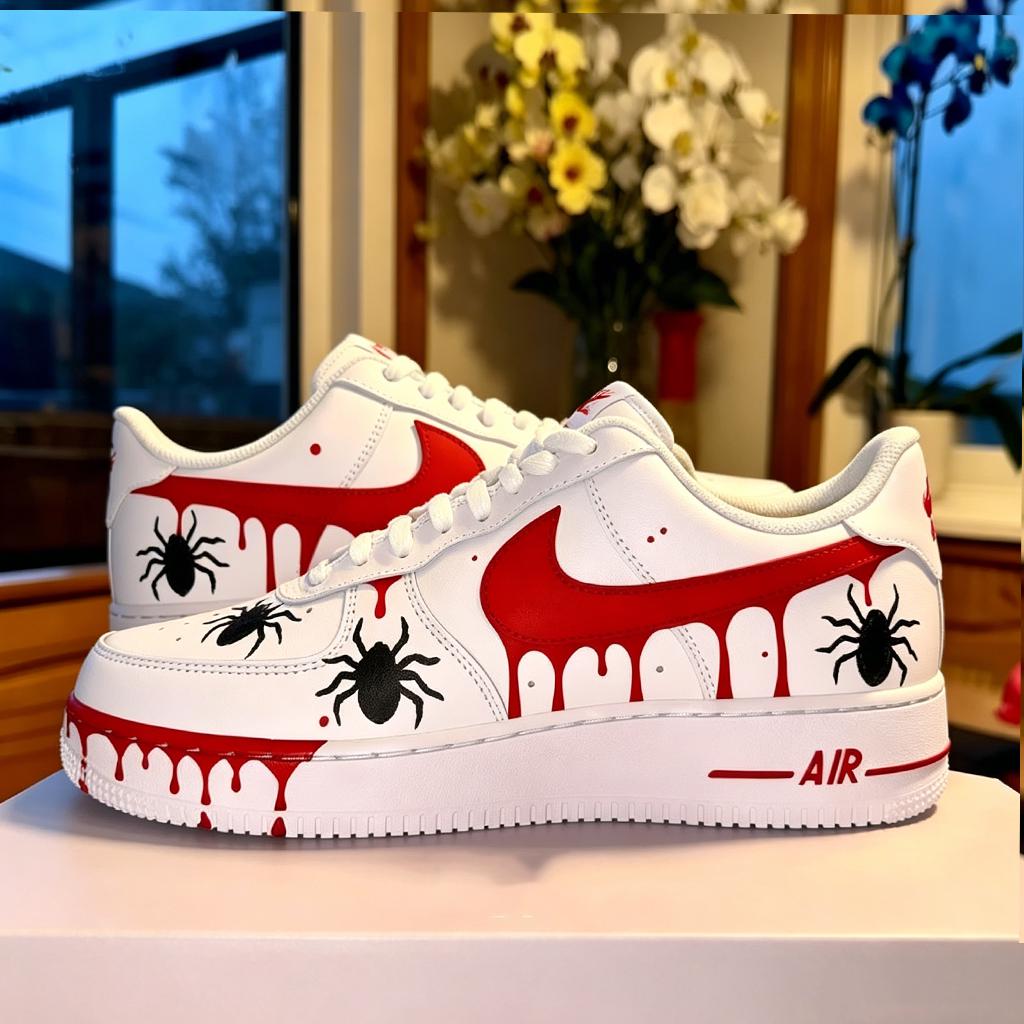 Blood Spider Drip Shoes, Hand Painted AF1 Gothic Streetwear,birthday gift for son