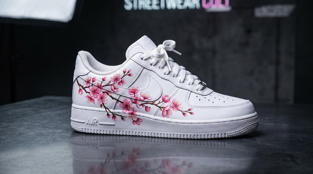 Custom Air Force 1 Cherry Blossom Hand Painted Sneakers, Anniversary Gift for Her, Wedding Gift for Bride l Summer Wedding Gift for Her