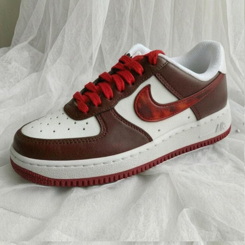 AF1 Brown Red Custom Shoes Handcrafted Vintage Sneakers, Sneaker Gift