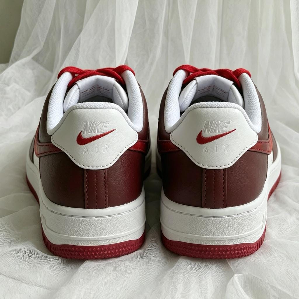 AF1 Brown Red Custom Shoes Handcrafted Vintage Sneakers, Sneaker Gift