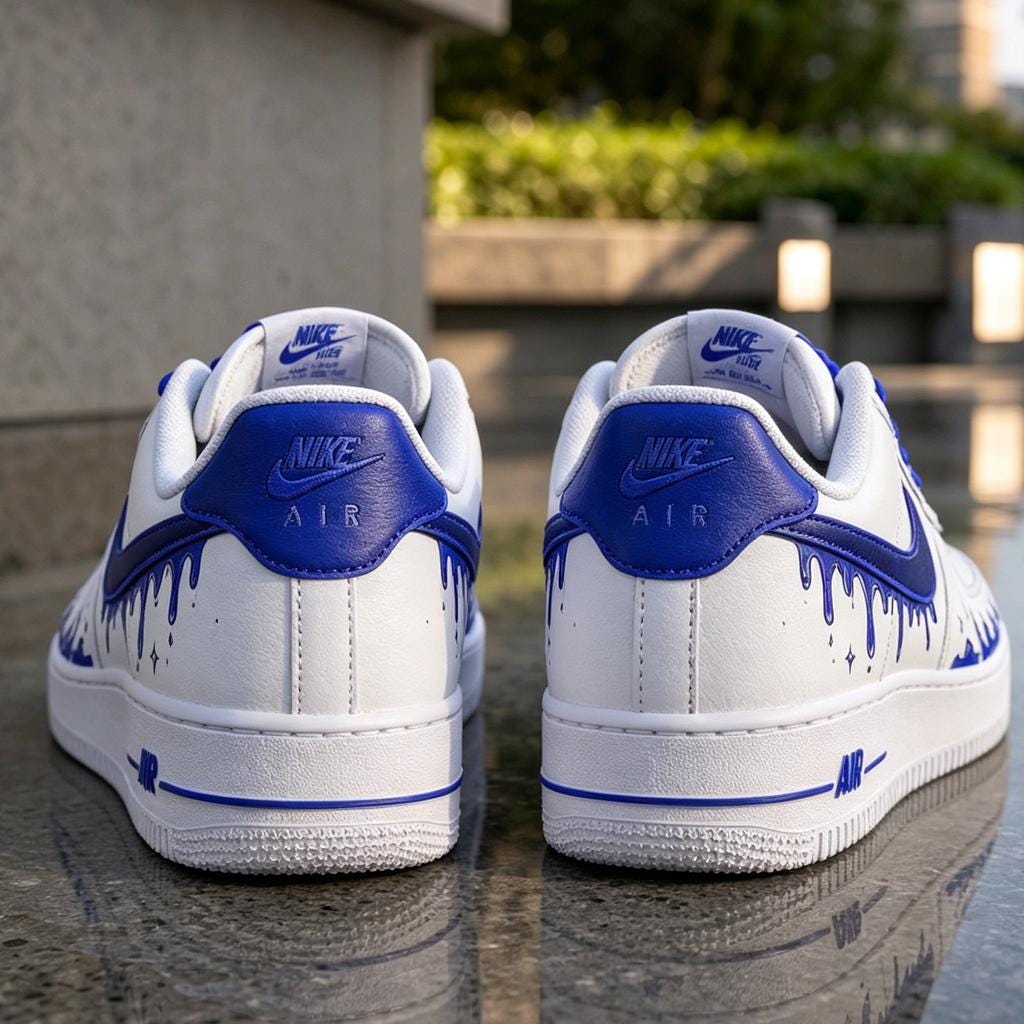 Blue Flame Air Force 1, Personalized Hand Painted Starry Drip AF1 Sneakers for Unique Birthday and Graduation Gift