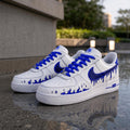 Blue Flame Air Force 1, Personalized Hand Painted Starry Drip AF1 Sneakers for Unique Birthday and Graduation Gift