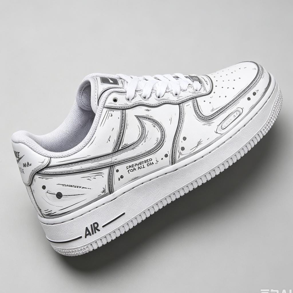 Comic Style Air Force 1,Unique Hand-Painted Sketch Design AF1 Sneakers for Birthday Graduation Gift