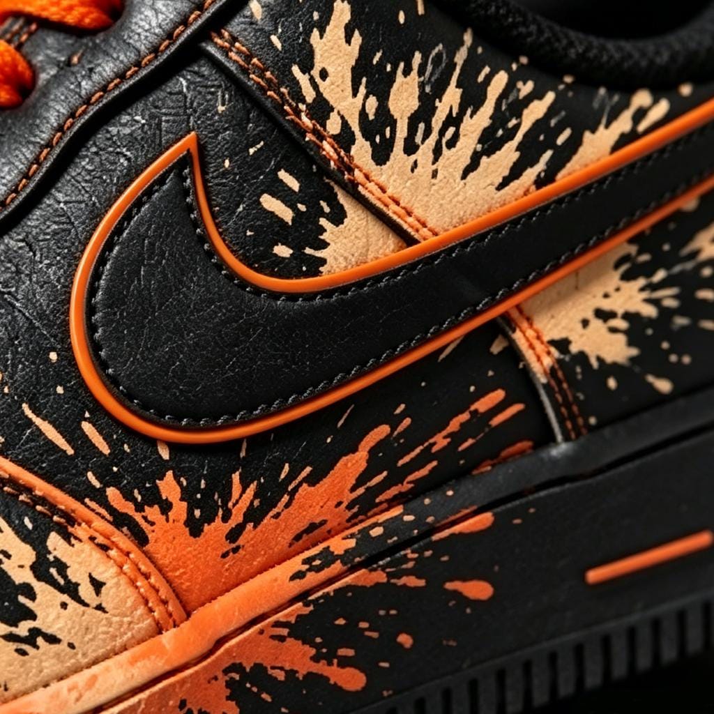 Black&Orange Splatter AF1 Streetwear Sneakers,Hand Painted Paint Splatter Sneakers,Unique Gift for Him