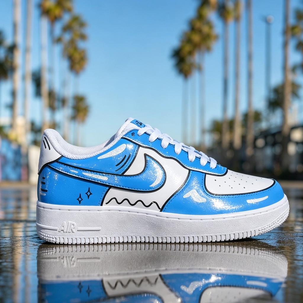 Comic Style Air Force 1, Graphic Design Custom Sneakers, 2D Cartoon Style Footwear, Unique Gift for Sneakerheads