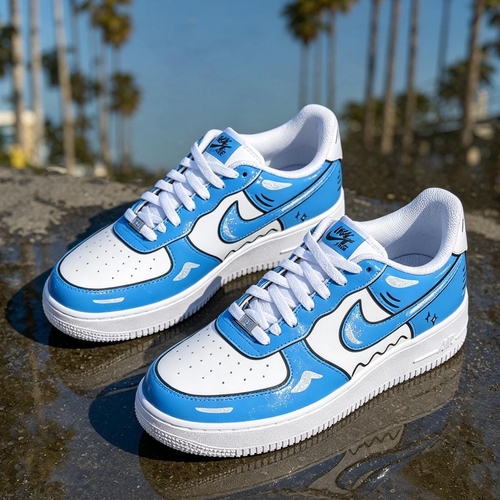 Comic Style Air Force 1, Graphic Design Custom Sneakers, 2D Cartoon Style Footwear, Unique Gift for Sneakerheads