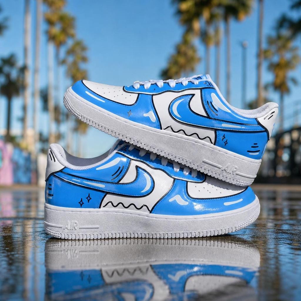 Comic Style Air Force 1, Graphic Design Custom Sneakers, 2D Cartoon Style Footwear, Unique Gift for Sneakerheads
